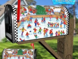 Winter Fun on the Ice Decorative Rural Farm Mailbox Cover