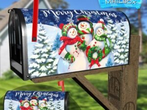 Happy Snowman Family Decorative Rural Farm Mailbox Cover