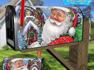 Santa and Christmas Village Decorative Rural Farm Mailbox Cover