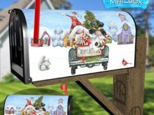 Cute Gnomes in the Christmas Truck Decorative Rural Farm Mailbox Cover