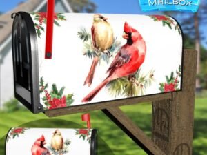 Christmas Cardinal Couple Decorative Rural Farm Mailbox Cover