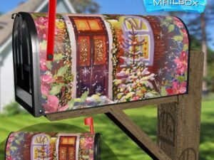 Decorated Christmas Cottage Decorative Rural Farm Mailbox Cover