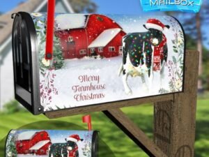 Festive Farmhouse Cow Decorative Rural Farm Mailbox Cover