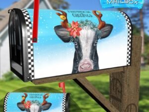 Pretty Farmhouse Christmas Cow Decorative Rural Farm Mailbox Cover