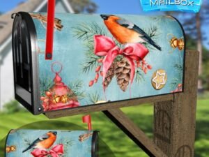 Christmas Robin and Decorations Decorative Rural Farm Mailbox Cover