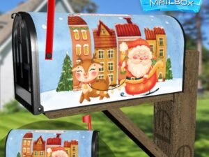 Cute Santa is Coming to Town Decorative Rural Farm Mailbox Cover