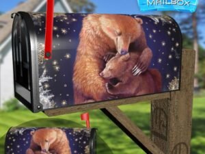 Christmas Mama and Baby Bear Decorative Rural Farm Mailbox Cover