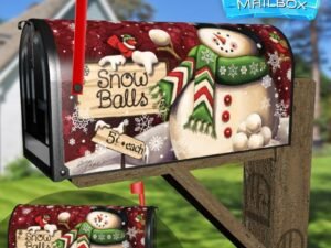 Snowman with a Sign and Cardinal Decorative Rural Farm Mailbox Cover