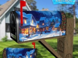 Christmas Night in the Village #2 Decorative Rural Farm Mailbox Cover