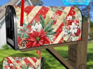 Poinsettias and Snowflakes Decorative Rural Farm Mailbox Cover