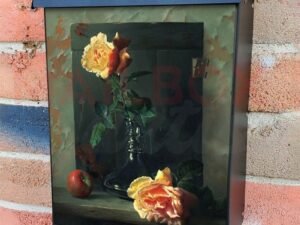 Roses and Apple Still Life Colonial Mailbox Cover
