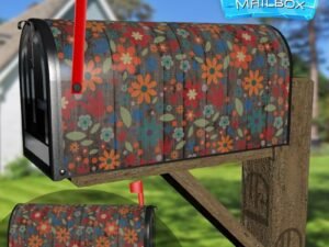 Flowers on Wood Background #12 Decorative Rural Farm Mailbox Cover
