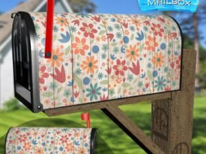 Flowers on Wood Background #13 Decorative Rural Farm Mailbox Cover