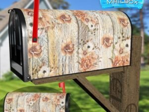 Flowers on Wood Background #15 Decorative Rural Farm Mailbox Cover