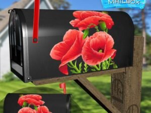 Poppies on Dark Background Decorative Rural Farm Mailbox Cover