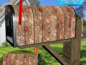 Painted Flowers on Wood #5 Decorative Rural Farm Mailbox Cover