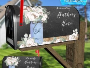 Cotton Bouquet in a Mason Jar Decorative Rural Farm Mailbox Cover
