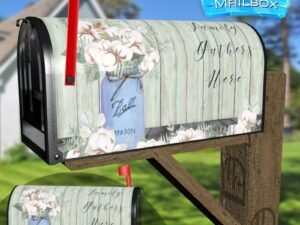 Cotton Bouquet in a Mason Jar #2 Decorative Rural Farm Mailbox Cover