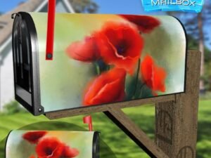 Beautiful Red Poppies Decorative Rural Farm Mailbox Cover