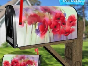 Beautiful Red Poppies #2 Decorative Rural Farm Mailbox Cover