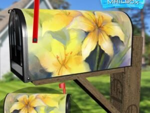 Delicate Yellow Lily Flowers Decorative Rural Farm Mailbox Cover