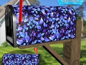 Beautiful Electric Blue Leaves Decorative Rural Farm Mailbox Cover