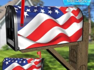 Wavy American Flag Decorative Rural Farm Mailbox Cover