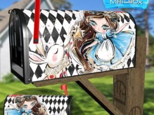 Alice and the White Rabbit  Decorative Rural Farm Mailbox Cover
