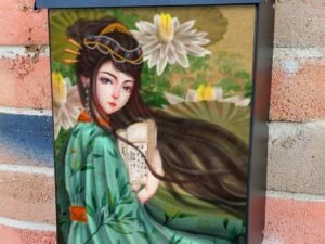 Geisha Reading a Book Colonial Mailbox Cover