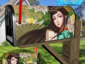 Geisha Reading a Book Decorative Rural Farm Mailbox Cover