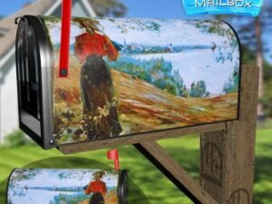 Woman on the Riverside Decorative Rural Farm Mailbox Cover