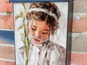 Beautiful Girl with Flower Colonial Mailbox Cover