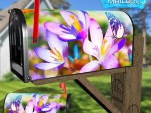 Butterfly on the Crocus Decorative Rural Farm Mailbox Cover