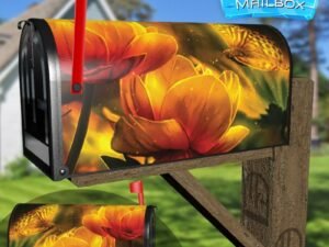 Pretty Yellow Butterfly Decorative Rural Farm Mailbox Cover