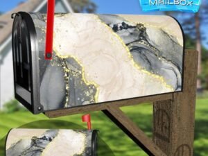 Grey and Gold Color Marble Design  Decorative Rural Farm Mailbox Cover