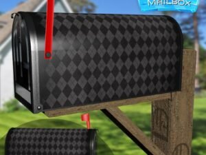 Black Rhombus Pattern Decorative Rural Farm Mailbox Cover