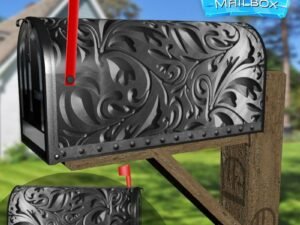 Engraved Grey Batik Flat Design Decorative Rural Farm Mailbox Cover