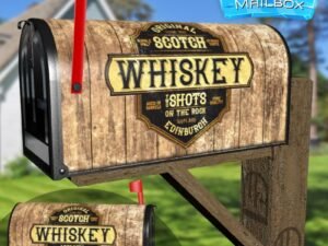 Old Whiskey Barrel Design Decorative Rural Farm Mailbox Cover