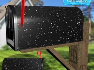 Water Drops on Black Background Decorative Rural Farm Mailbox Cover