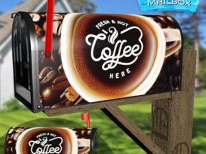 Coffee Cup and Coffee Beans #2 Decorative Rural Farm Mailbox Cover