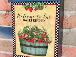 Strawberries and Flowers Colonial Mailbox Cover