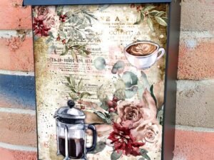 Vintage Coffee Design #2 Colonial Mailbox Cover