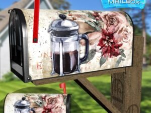 Vintage Coffee Design #2 Decorative Rural Farm Mailbox Cover