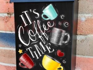 Coffee Time Chalkboard Design Colonial Mailbox Cover
