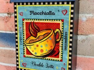 Colorful Italian Coffee Design Colonial Mailbox Cover