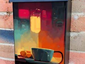 Abstract Retro Coffee Cup Colonial Mailbox Cover