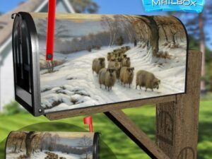A Shepherd and His Flock by W. Barker Decorative Rural Farm Mailbox Cover