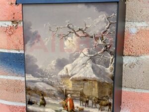 Winter Landscape With Figures by G. Morland Colonial Mailbox Cover