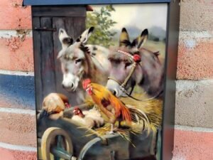 Rooster Chickens Donkeys by H. William Colonial Mailbox Cover