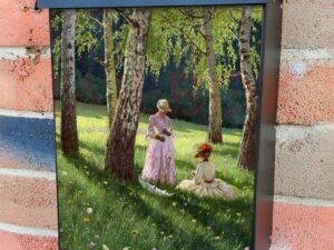 Two Women in a Wood by E. Wrzeszcz Colonial Mailbox Cover